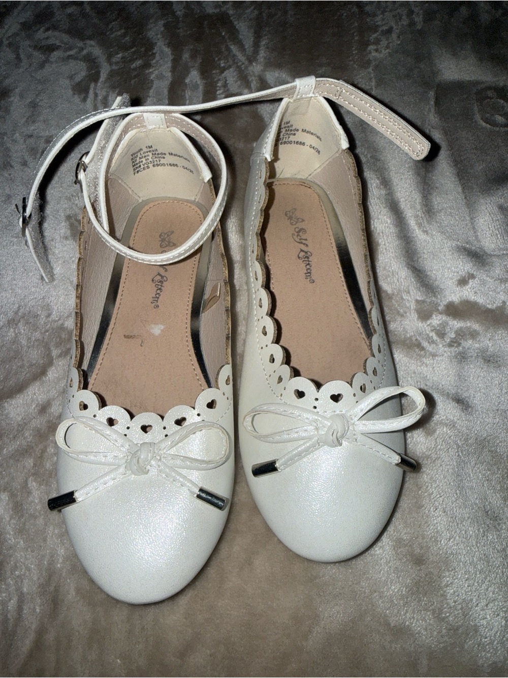 Cat & Jack White Scalloped Ankle-Strap Ballet Flats